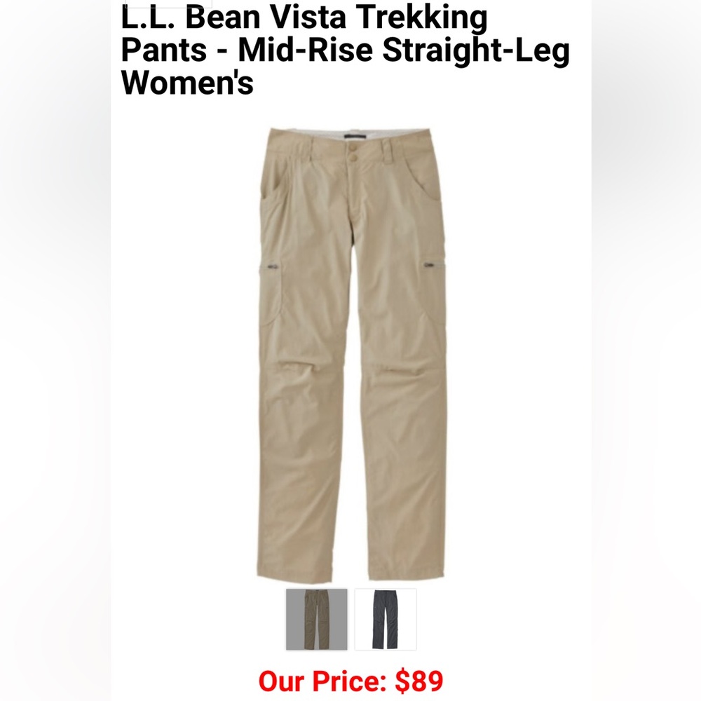 Women’s LLBean lightweight hiking pants water repellent size 16